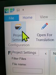 Cursor pointing to the 'Project Settings' option in the Trados Studio menu.