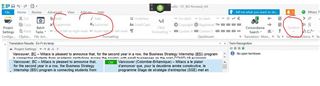 Screenshot of SDL Trados Studio software with editor options 'File', 'Edit', and 'View' circled in red, indicating they are grayed out and not selectable.