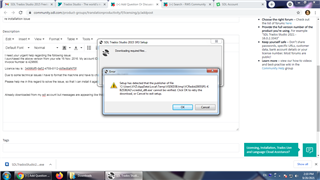 Error message on Trados Studio 2016 setup: 'An error occurred during the installation of assembly component CODE. HRESULT: 0x80070BC9. The requested operation failed. A system reboot is required.' with an OK button.
