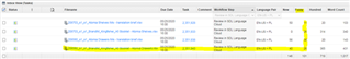 Detailed view of TMS Ideas job list with multiple rows highlighted, showing fuzzy match percentages for various segments.