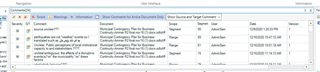 Screenshot of Trados Studio Ideas interface showing a list of comments without serial numbers, making it difficult to refer to a specific comment.