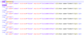 Close-up view of Trados Studio's Tag ID mode displaying identical tag definitions for IDs 651, 655, 657, 661, 663, 667, 669.
