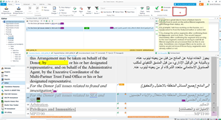 Close-up of Trados Studio interface highlighting the error icon and a message box indicating an issue with the project.