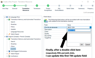 Final screenshot after a double-click, showing the cursor inside the 'ID and Request No.' field indicating the field is ready for update.
