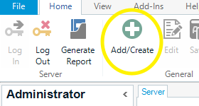 Screenshot showing the AddCreate button highlighted in the toolbar of the MultiTerm interface.