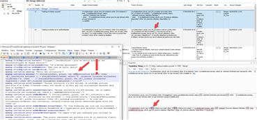 Screenshot of Trados Studio showing multiple code breaks with red error indicators. Non-breaking spaces are incorrectly escaped, causing the issue.