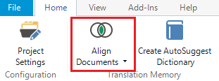 Welcome view - Align Documents highlighted