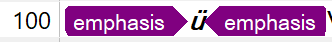 Screenshot displaying a sequence with '100' and 'emphasis' tags surrounding a bullet symbol.