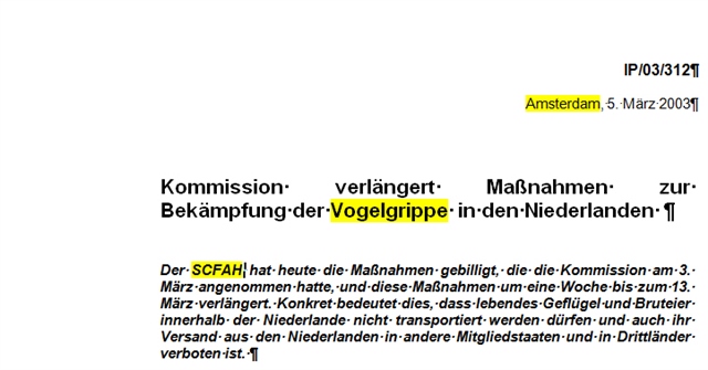 Close-up of a Trados Studio document highlighting the amendment where 'Brussels' should be changed to 'Amsterdam' but remains unchanged as 'Br ssel'.