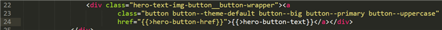 Screenshot of HTML code showing symbol '>' replaced by '>' within curly brackets.