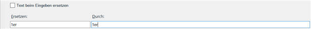 Screenshot of Trados Studio autocorrect settings showing an attempt to replace '1er' with '1er' in superscript, but the superscript format is not applied.