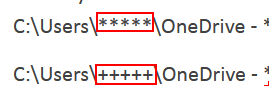 Screenshot showing two user directory paths in Trados Studio, with the usernames redacted with asterisks and plus signs.