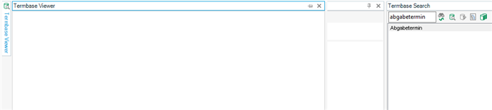 Screenshot of Trados Studio's Termbase Viewer panel with an empty white space indicating no term details are displayed.