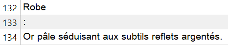 Trados Studio interface showing segmented translation with the word 'Robe' on one line and the rest of the sentence on another.