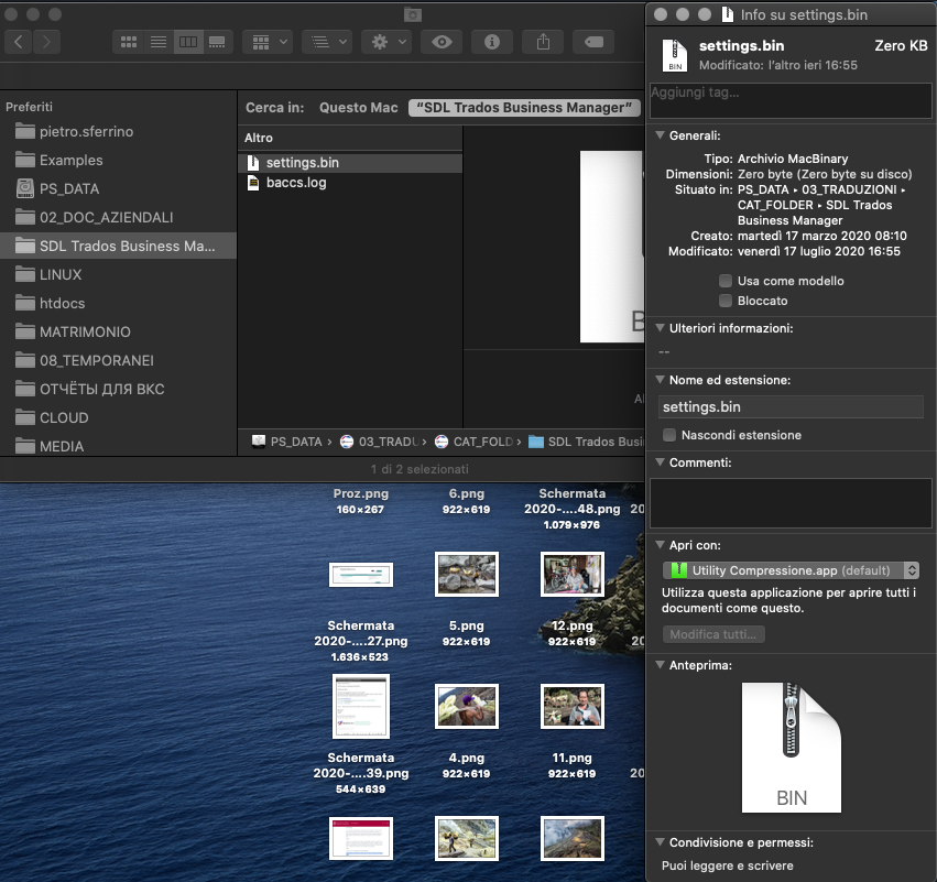 File explorer showing 'settings.bin' file with zero KB size, indicating it might be empty or corrupted.