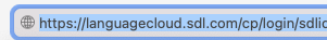 Screenshot of a web browser address bar showing the URL 'https:languagecloud.sdl.comcplogin' indicating the presence of 'cp' in the URL.