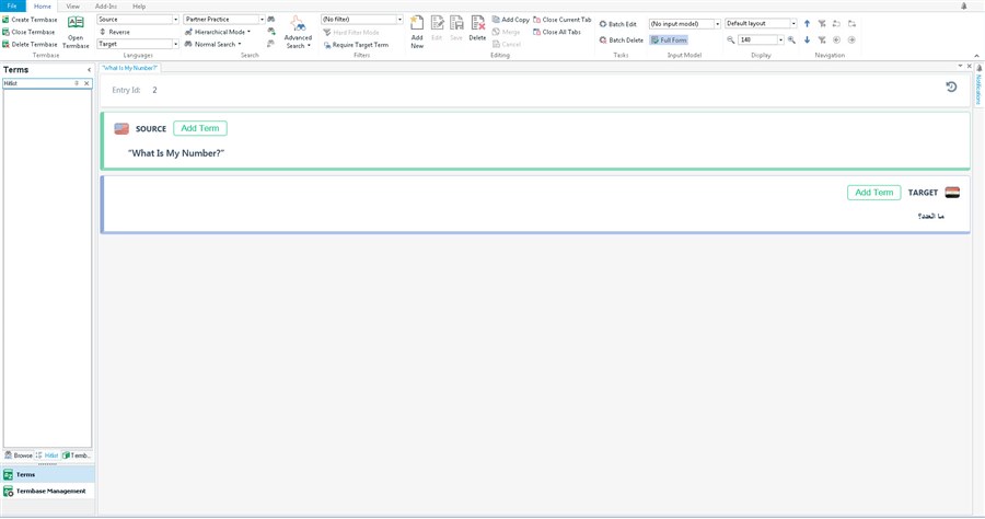 SDL Multiterm 2019 interface showing the term 'Partner Practice' listed in the termbase.