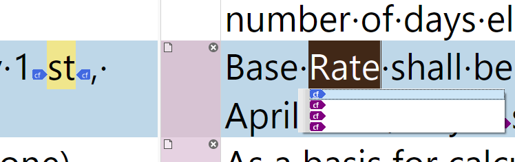 Screenshot showing Trados Studio interface with Quick Place function activated, displaying a pop-up list with items labeled 'cf' that cannot be selected using the Enter key.