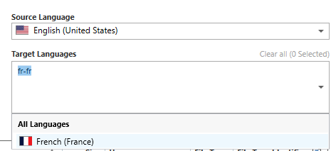 Target language search by language ID (for example, fr-fr)