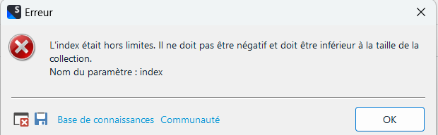 Error message in Trados Studio stating 'Index was out of range. It must not be negative and must be less than the size of the collection. Parameter name: index.'