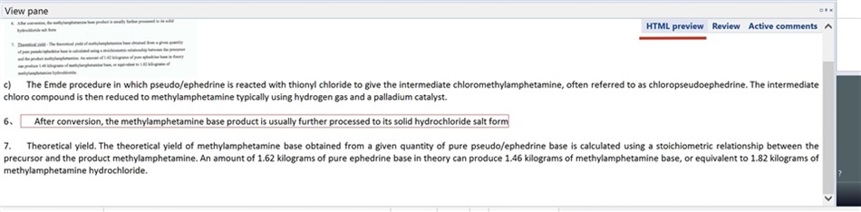 Screenshot of Memoq software showing text fitting to width in the Preview Pane without large margins.