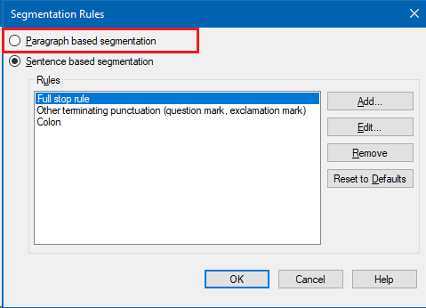 Paragraph based segmentation highlighted